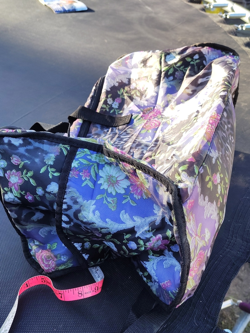 Floral Pattern Weekender Tote Bag - Purple/Black